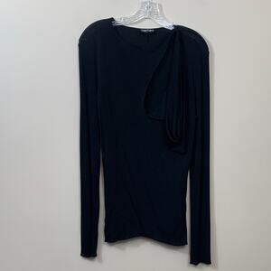Tom Ford Black Viscose Draped-Detail Long Sleeve Top